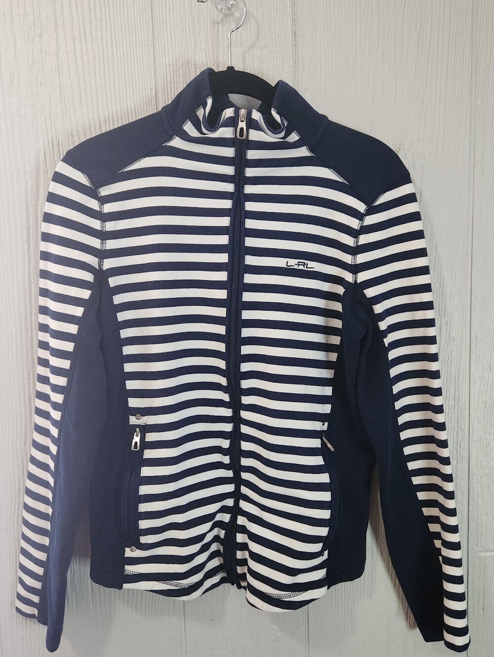 Lauren Active Ralph Lauren Women's Size M Full Zip Jacket Blue/White Striped